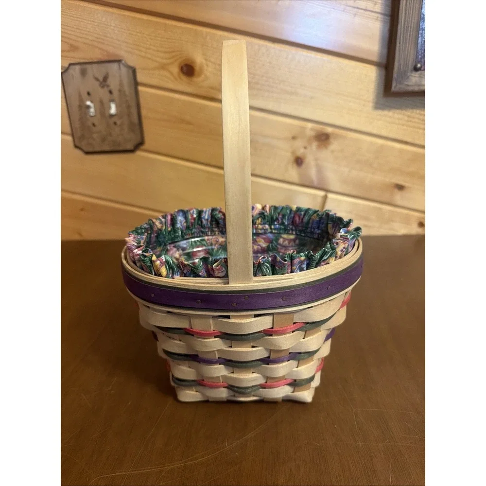 Longaberger 1996 Easter Basket with Liner and Protector & Button Basket Brick